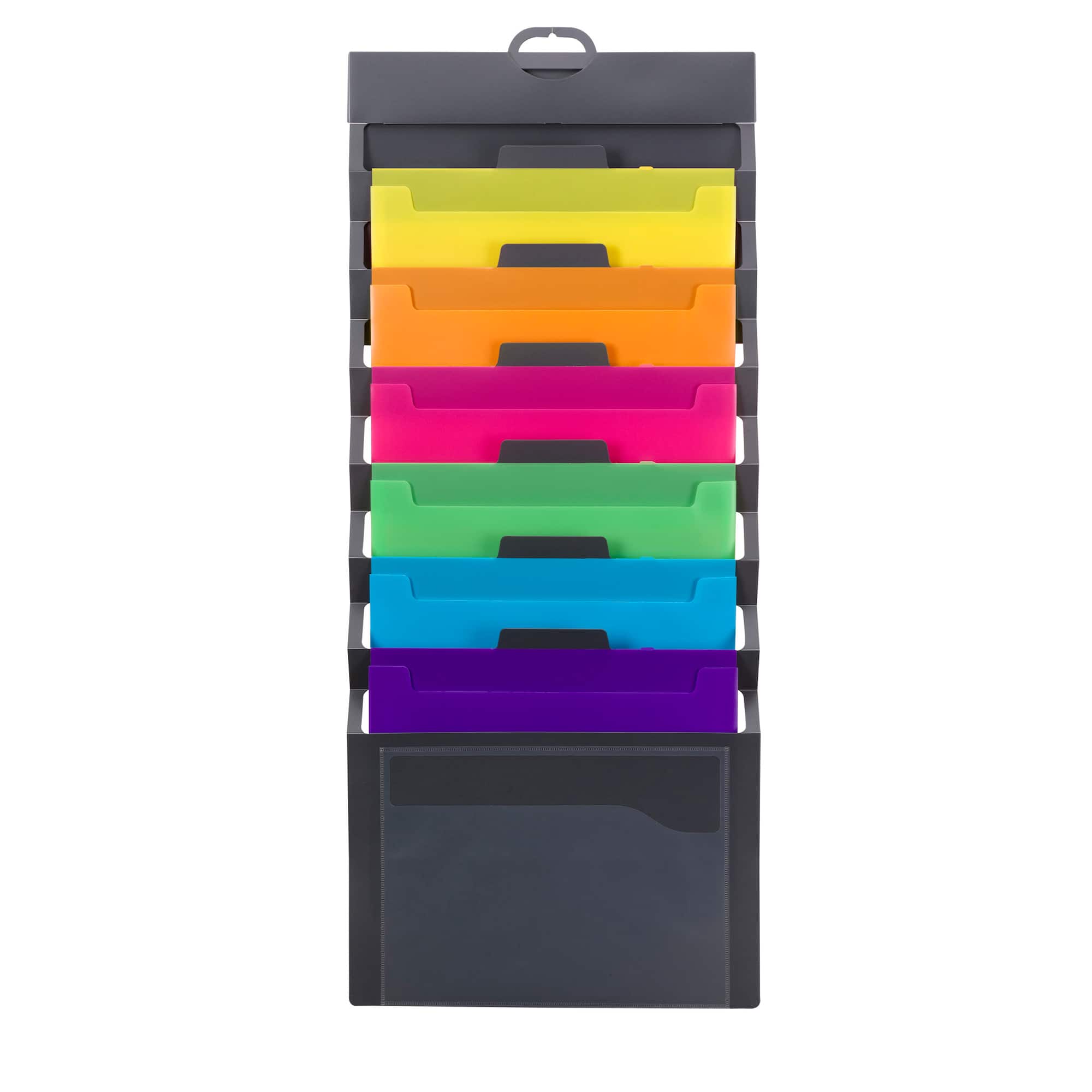 Smead® Cascading Wall Organizer, Gray with 6 Bright Pockets
